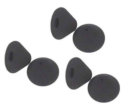 Three pairs of black conical ear foams for the Olympus E62 headset.