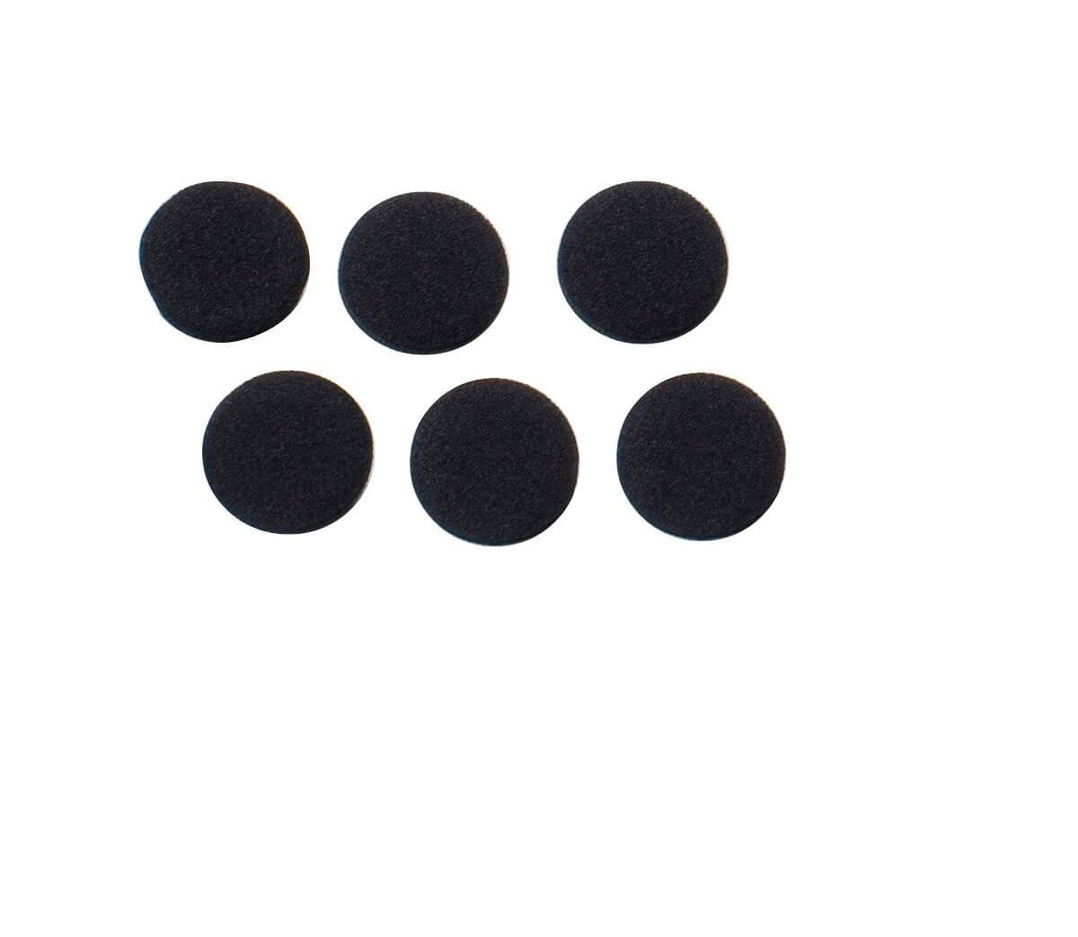 Three pairs of small black ear foams for the Olympus E62 headset, displayed on a white background.