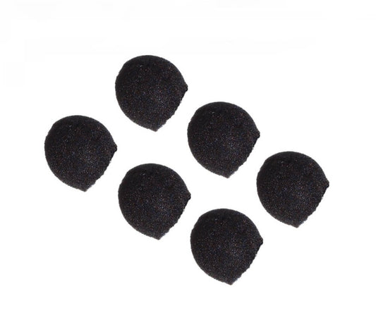 Three pairs of small black ear foams for Olympus headsets, displayed on a white background.