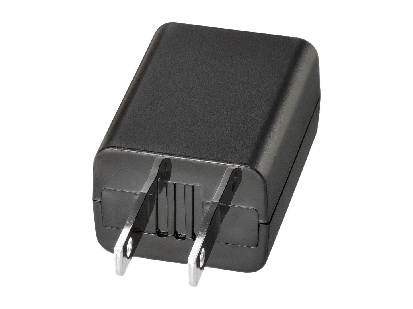 Black wall adapter on a white background