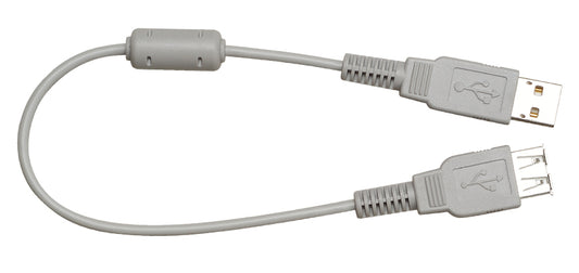 A gray USB extension cable with one USB connector on each end.