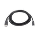 Black USB cable coiled on a white background