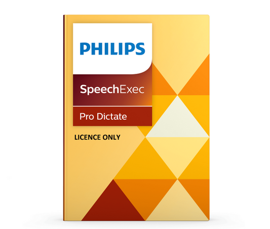 Philips SpeechExec Pro Dictate software package on a white background