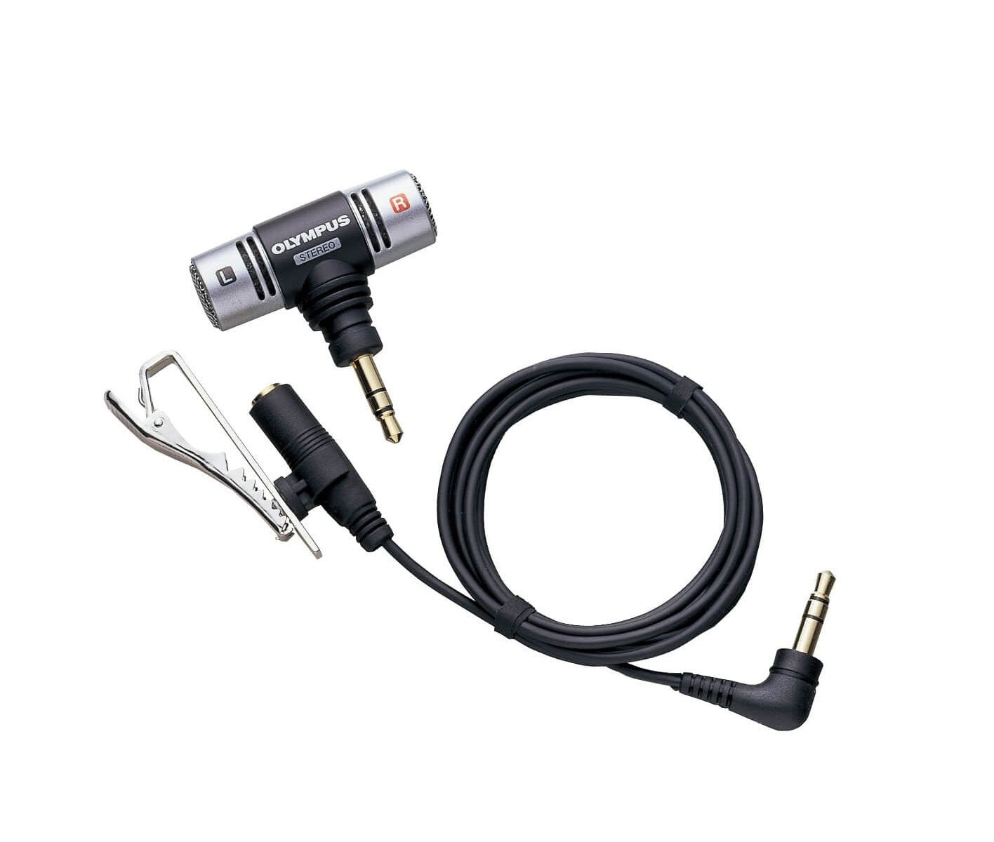 Olympus ME51S Stereo Microphone with a 3.3 foot extension cable and a tiepin-clip.