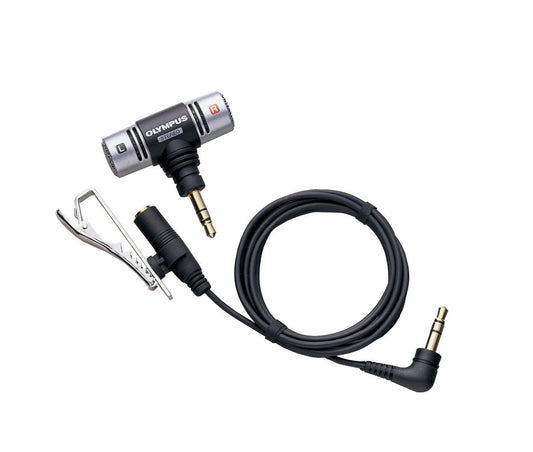 Olympus ME51S Stereo Microphone with a 3.3 foot extension cable and a tiepin-clip.