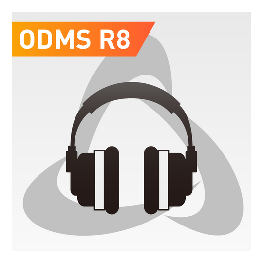 ODMS R8 icon with headset superimposed to represent ODMS R8 Transcription Module