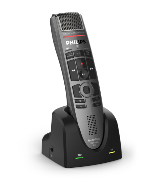 Philips SMP4000 in docking station on black background