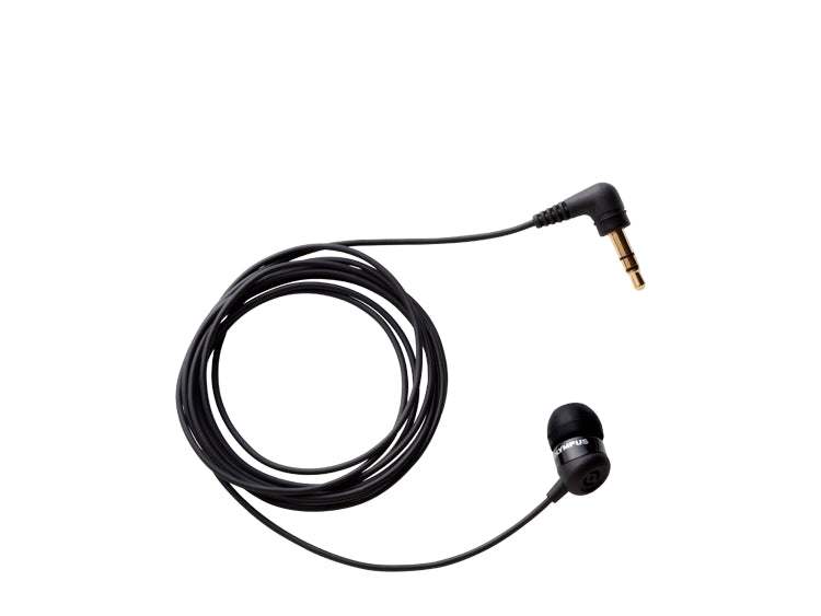 Olympus OM System TP8 Telephone Pickup Microphone with a black cable and earphone-style design.