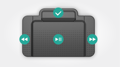 Aerial shot of Philips ACC2330, four button transcription footswitch