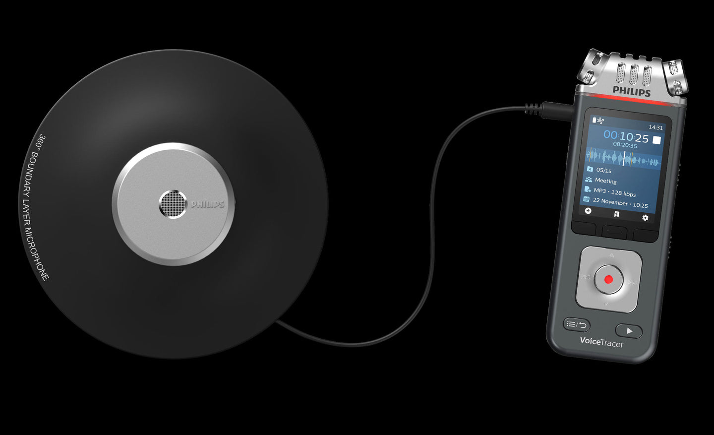 Philips Digital Voice Tracer 8110 connected to conference microphone LFH9172