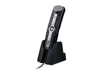 OM System RM4010P in docking station on white background