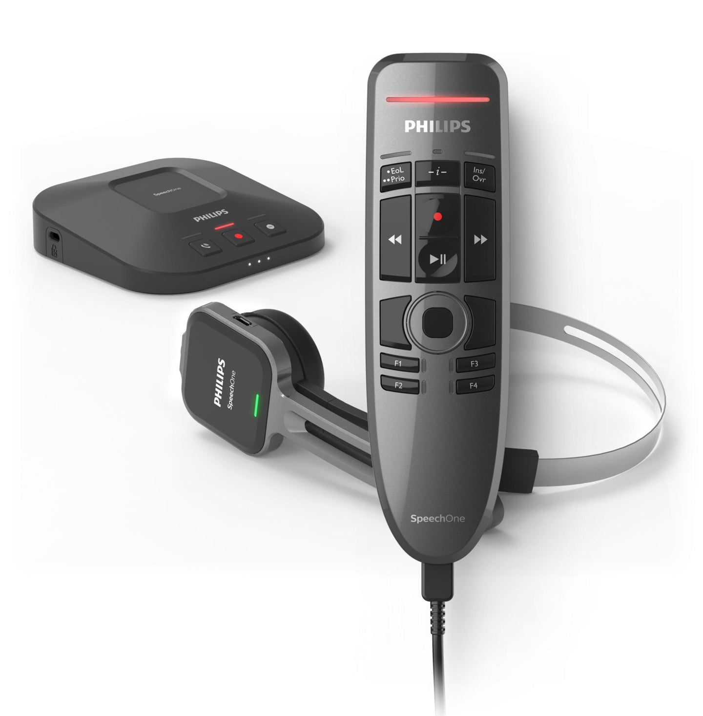 Philips SpeechOne dictation headset with remote control + docking/charging station