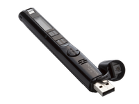 OM System VP20 digital recorder, showing pop out sub connector at bottom of device