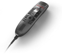 A Philips SpeechMike Premium Touch SMP3710 - Slide Switch, a handheld dictation microphone with a slide switch, buttons, and a built-in speaker.