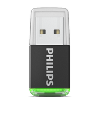 A Philips AirBridge Wireless Adapter with USB connector pulled in.