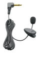 A Philips tie clip microphone with a black cable and a clip attached to the back of the condenser element.